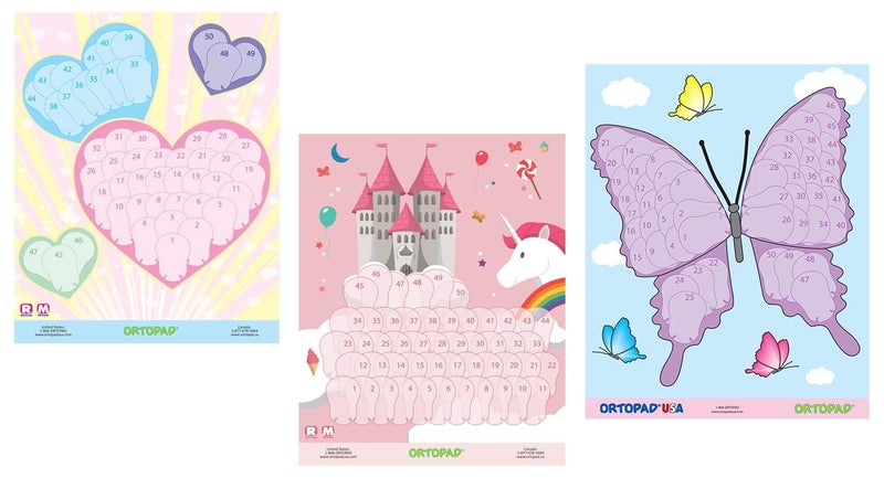 OrtopadÂ® Girls Reward Poster Pack, includes 3 posters, Hearts/Castle/Butterfly - Image 1